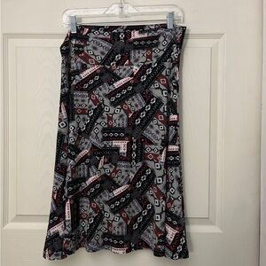 LuLaRoe Black and White Asymmetrical Midi Skirt